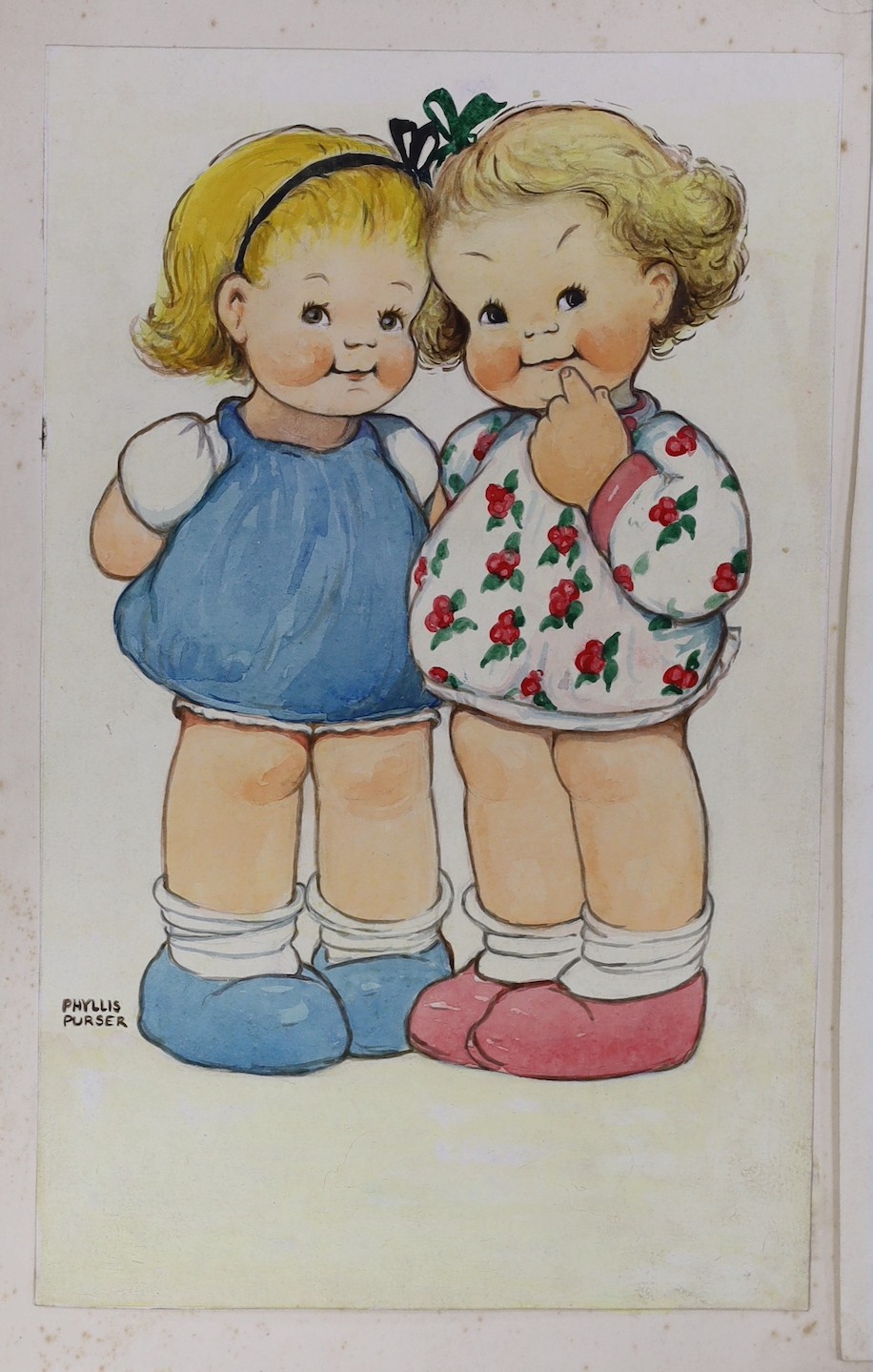 Phyllis Purser (1893-1990), six watercolours, humorous scenes, signed, unframed, largest 36 x 24.5cm